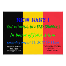 Baby Shower Invitation with Flag of Belgium