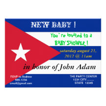 Baby Shower Invitation with Flag of Cuba