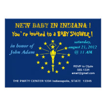 Baby Shower Invitation with Flag of Indiana