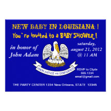 Baby Shower Invitation with Flag of Louisiana