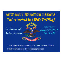 Baby Shower Invitation with Flag of North Dakota