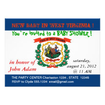 Baby Shower Invitation with Flag of West Virginia