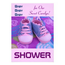 Baby Shower Invitations Pink Baby Girl's Shoes
