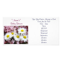 Baby Shower Invitations Pink Tree Blossoms Daisy Photo Card Template