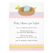 Baby Shower Invitations with Nest and Bird Egg