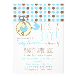 Baby Shower Invite - Blue Diaper Pin & Polka Dot