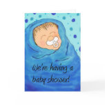 Baby Shower Invite Invitation Cute Boy Blue Card