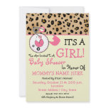 Baby Shower Invite - Pink Diaper Pin & Leopard
