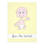 Baby Shower Invites. Waving Cute Baby. Yellow.