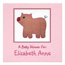 Baby shower mignon de porc de plaid de rose de sty invitations