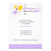 Baby shower moderne pourpre lilas de fille de dans invitations