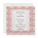 Baby Shower Party Pink Frame Purple Custom Invite