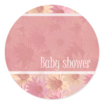 baby shower pink daisy stickers
