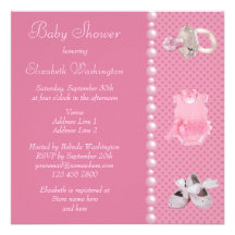 Baby Shower Pink Shoes, Clothes & Jewel Pacifier Invite