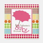 Baby Shower - Pink Umbrella and Boho Dots Fridge Magnets