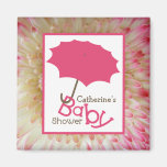 Baby Shower - Pink Umbrella and Flower Petals Magnets