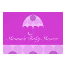 "Baby Shower" - Purple Dotted Umbrella [a] Personalized Invites