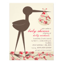 Baby shower sophistiqué de fleurs de cerisier de c faire-part personnalisés