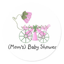 Baby Shower Sticker-Cute Pink Bathtub