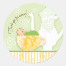 Baby Shower Tea Party Favor Sticker  |  Neutral
