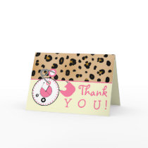 Baby Shower Thank You - Leopard Print & Diaper Pin Card