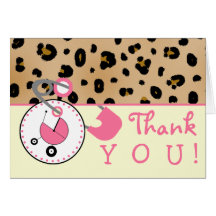 Baby Shower Thank You - Leopard Print & Diaper Pin Card