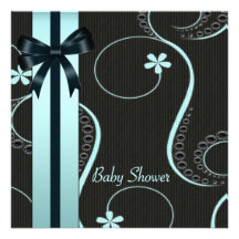 Baby shower turquoise de noir bleu invitations