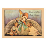 Baby shower vintage de jumeaux d'enfants d'oie de  invitations
