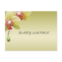 baby shower, yellow orchid flowers invitations. post card
