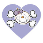 BABY SKELETON Skull and Crossbones Heart Sticker