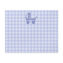 Baby Stroller. Light Blue on Check Pattern. Custom Flyer