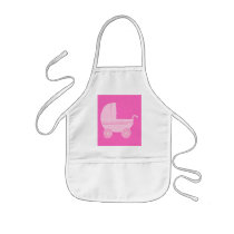 Baby Stroller. Light Pink and Bright Pink. Apron