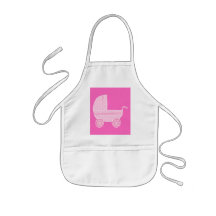Baby Stroller. Light Pink and Bright Pink. Apron