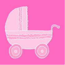 Baby Stroller. Light Pink and Bright Pink. Photo Cutout