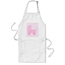 Baby Stroller. Light Pink on Pink Gingham. Aprons
