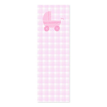 Baby Stroller. Light Pink on Pink Gingham. Business Card