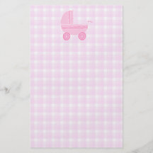 Baby Stroller. Light Pink on Pink Gingham. Flyer Design