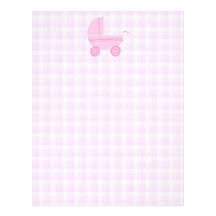 Baby Stroller. Light Pink on Pink Gingham. Personalized Letterhead