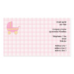 Baby Stroller. Pink and Yellow on Pink Check. Business Card Template
