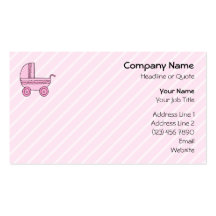 Baby Stroller. Pink on Light Pink Stripes. Business Card Templates