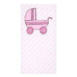 Baby Stroller. Pink on Light Pink Stripes. Photo Greeting Card