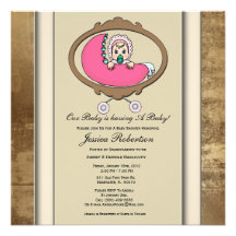 Baby Stroller Vintage Brown Baby Shower Invitation