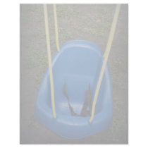 Baby swing on swingset, blue with yellow ropes customized letterhead