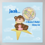 Baby Teddy Bear on a Star Poster