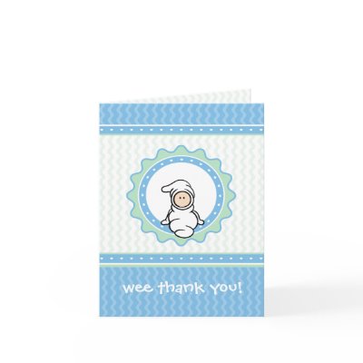 Baby Thank You Card - blue/green hearts,ruffles by cutietoots