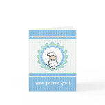 Baby Thank You Card - blue/green hearts,ruffles