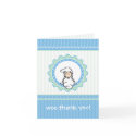 Baby Thank You Card - blue/green hearts,ruffles