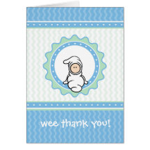 Baby Thank You Card - blue/green hearts,ruffles