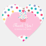 Baby Thank You Heart Cupcake Stickers Polka Dot