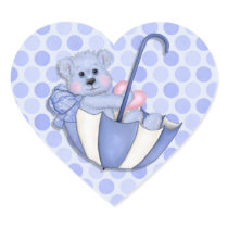 Baby  Theme Umbrella Bear Pink Polka Dots Heart Stickers